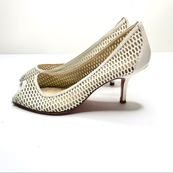 Christian Louboutin white mesh open toe heels 7 - Picture 4 of 5